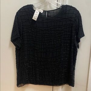 Jones New York Black Grid Pattern Blouse